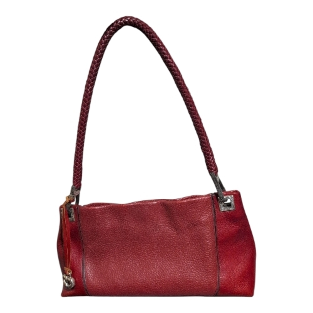 Brighton Red Leather Shoulder Bag with Braided Strap and Heart Charm - Picture 5 of 10